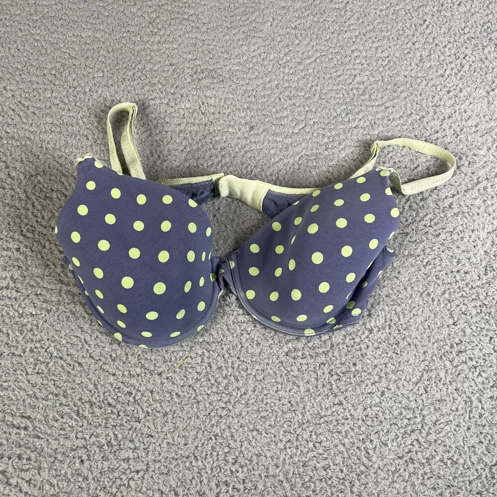 VICTORIA'S SECRET  Women Bra 36D Blue Polka Dot Lined Perfect Coverage Underwire